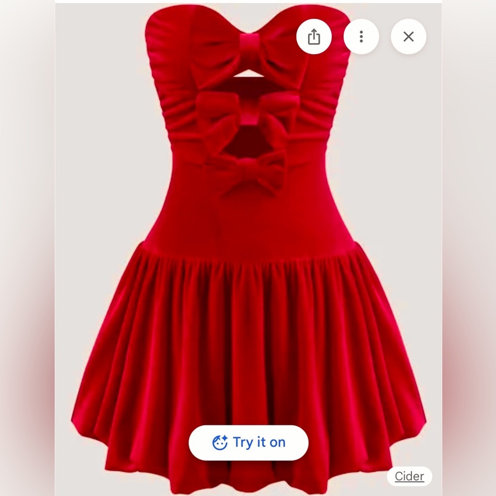 Cider Red Velvet Tube Solid Bowknot Mini Dress Bubble Hem Strapless Size XL NWT